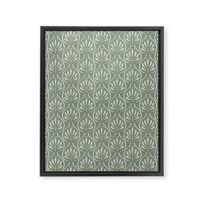 Boho Sage Green Pattern Framed Canvas Print Gallery Image 1