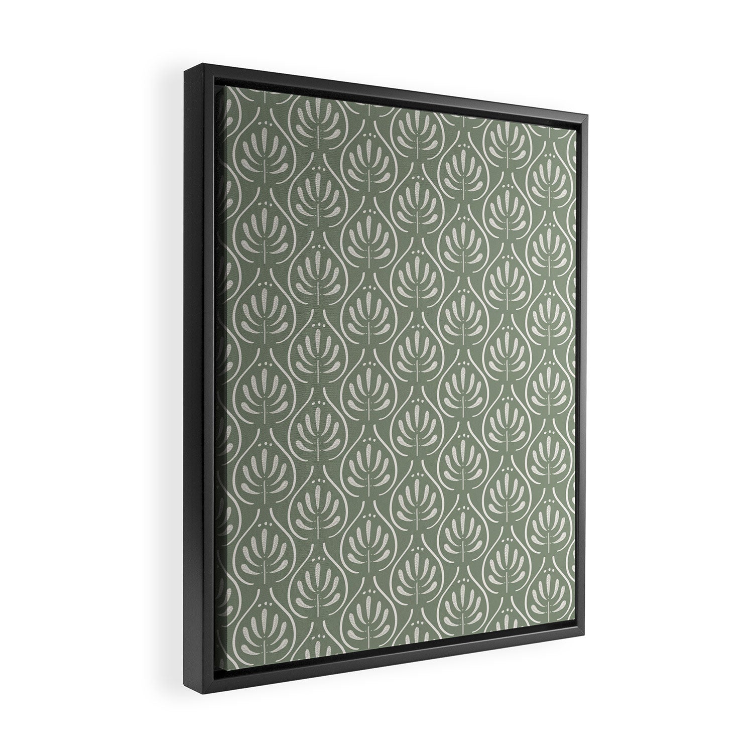 Boho Sage Green Pattern Framed Canvas Print Gallery Image 2
