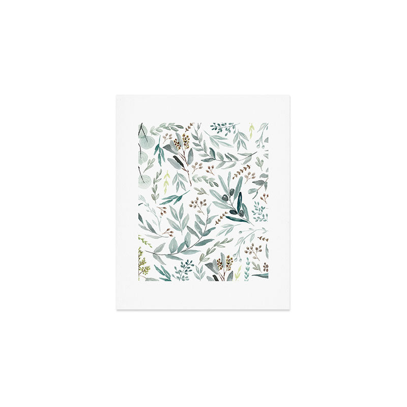 Botanical Eucalyptus Leaves Pattern Art Print Gallery Image 1