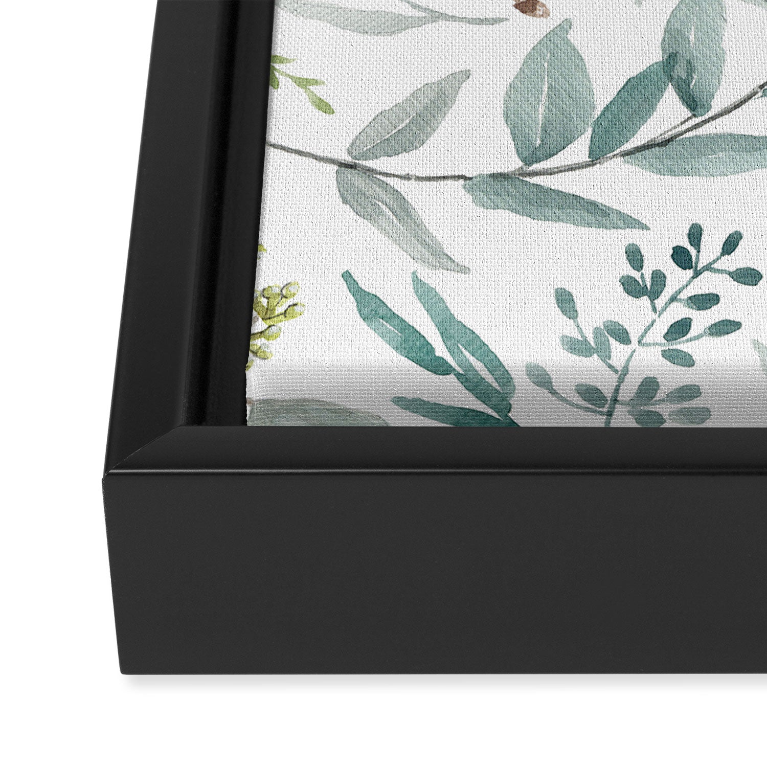 Botanical Eucalyptus Leaves Pattern Framed Canvas Print Gallery Image 3