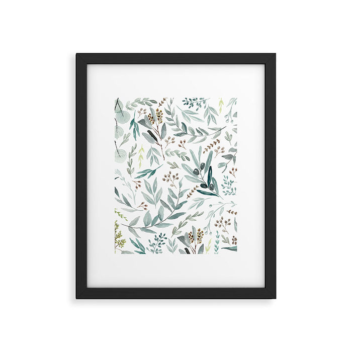 Botanical Eucalyptus Leaves Pattern Framed Art Print Gallery Image 1
