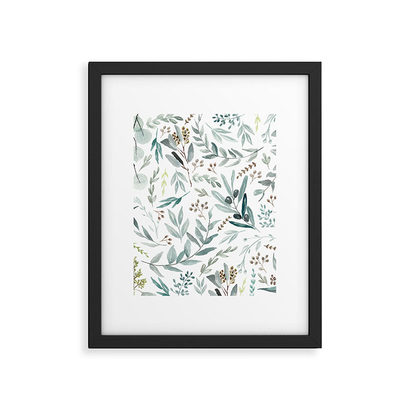 Botanical Eucalyptus Leaves Pattern Framed Art Print Gallery Image 4