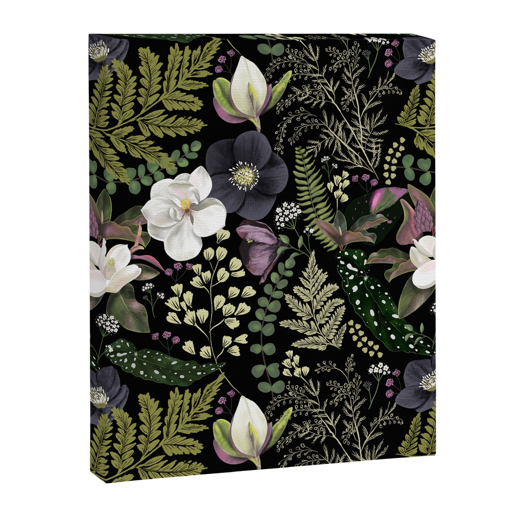Dark Mystical Garden Botanical Pattern Canvas Print Gallery Image 8
