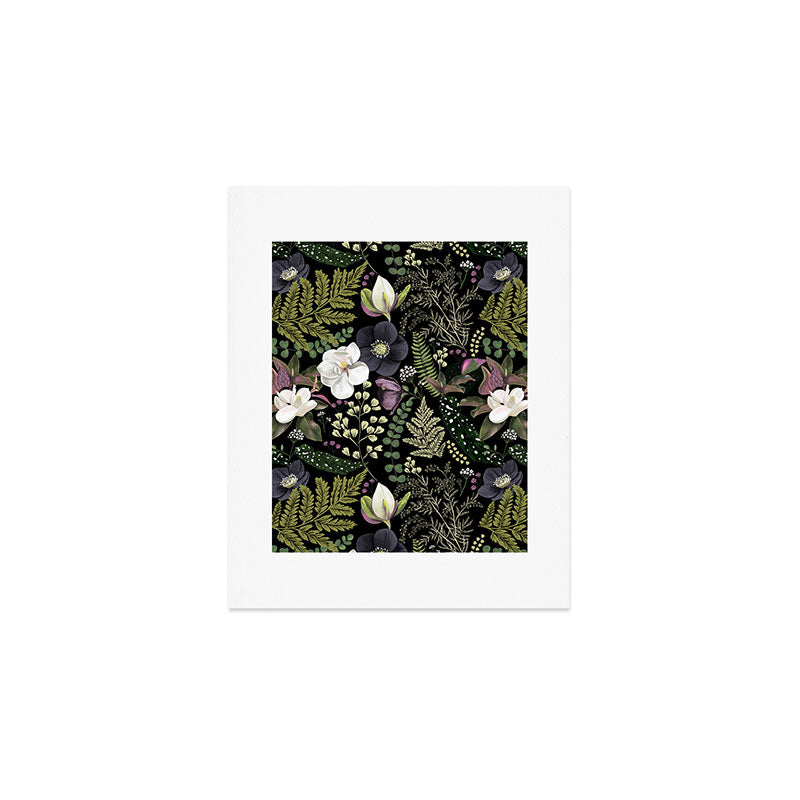 Dark Mystical Garden Botanical Pattern Art Print Gallery Image 1