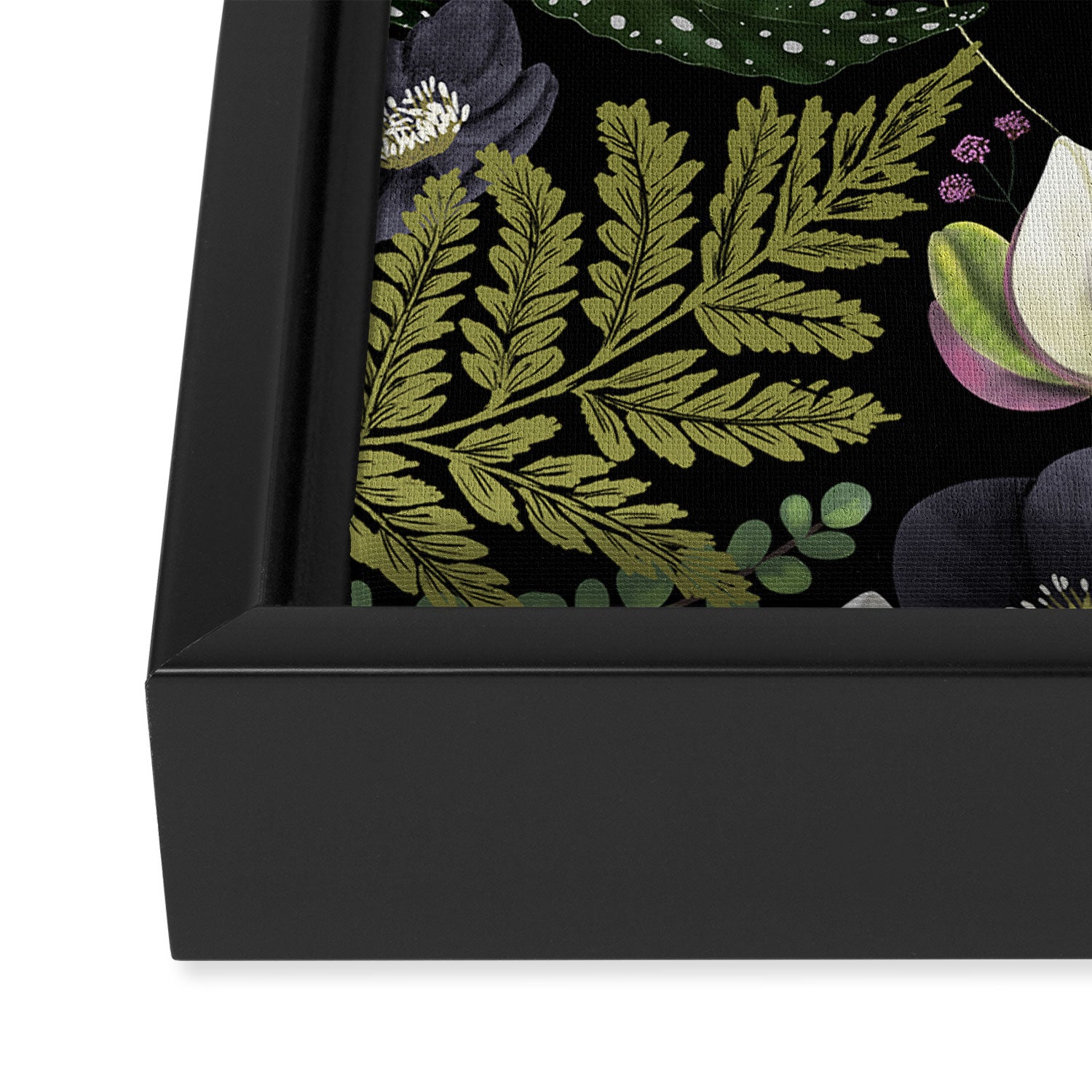 Dark Mystical Garden Botanical Pattern Framed Canvas Print Gallery Image 3