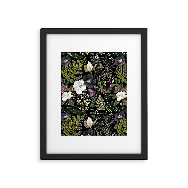 Dark Mystical Garden Botanical Pattern Framed Art Print Gallery Image 6