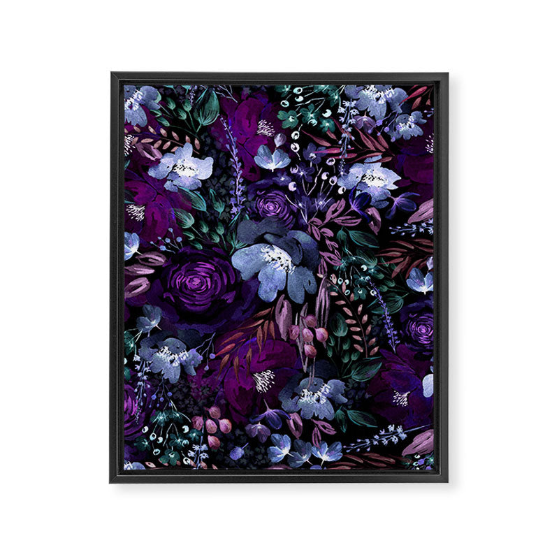 Deep Floral Chaos blue & violet Framed Canvas Print Gallery Image 8