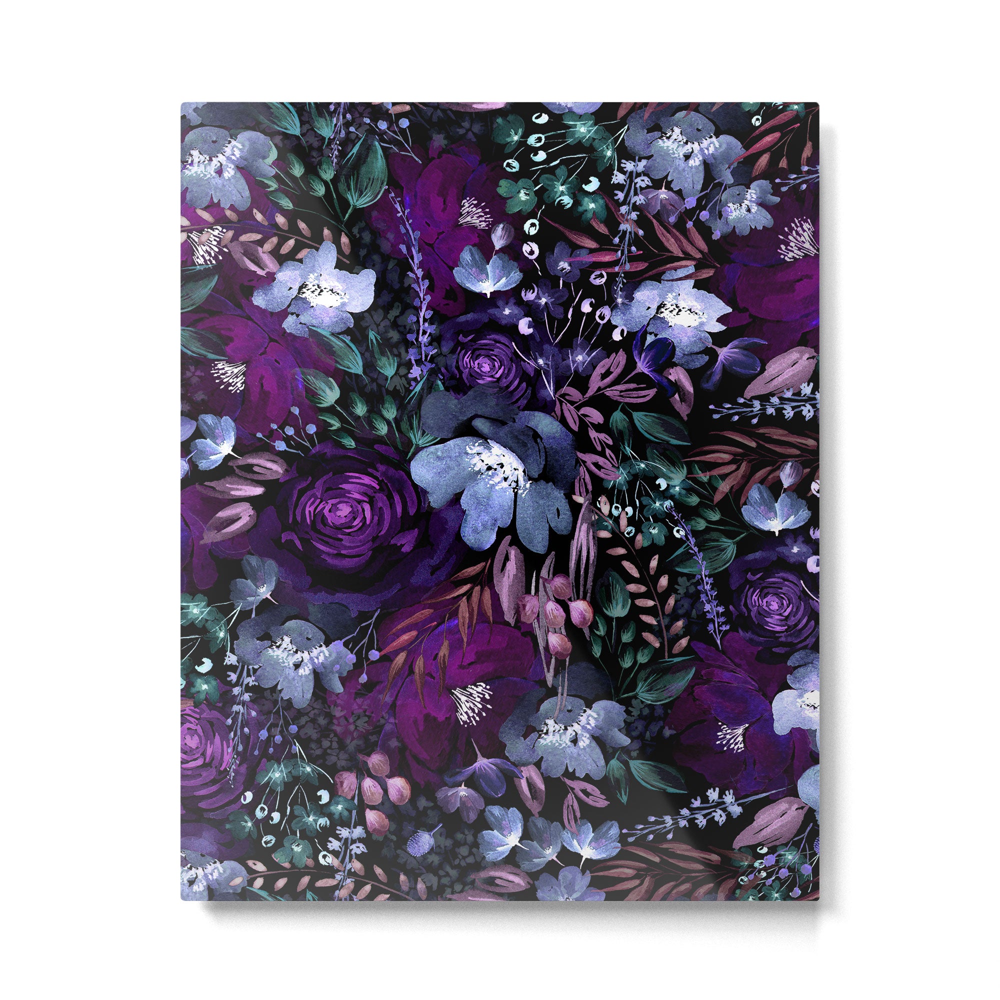 Deep Floral Chaos blue & violet Metal Print Gallery Image 6