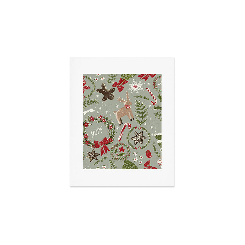 Magical Christmas - Sage Green Art Print Gallery Image 1