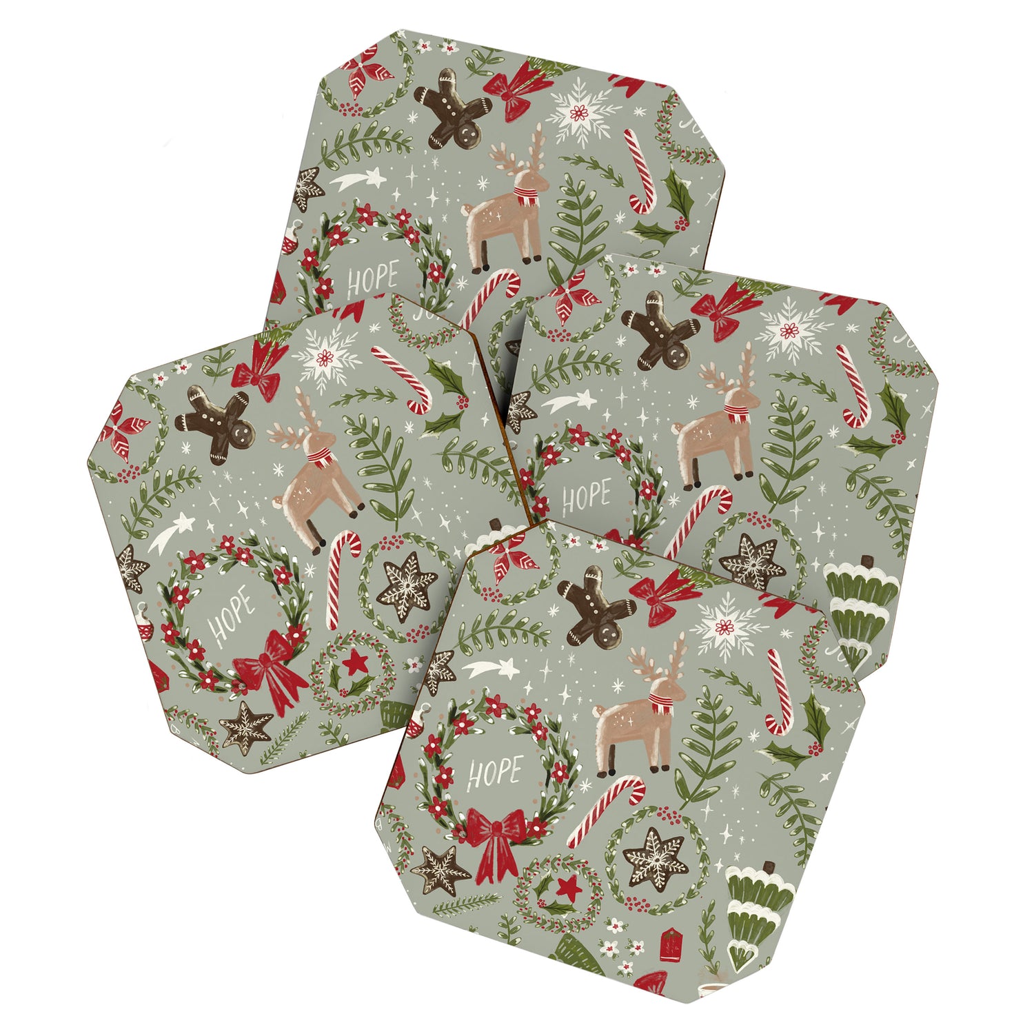 Magical Christmas - Sage Green Coaster Gallery Image 1