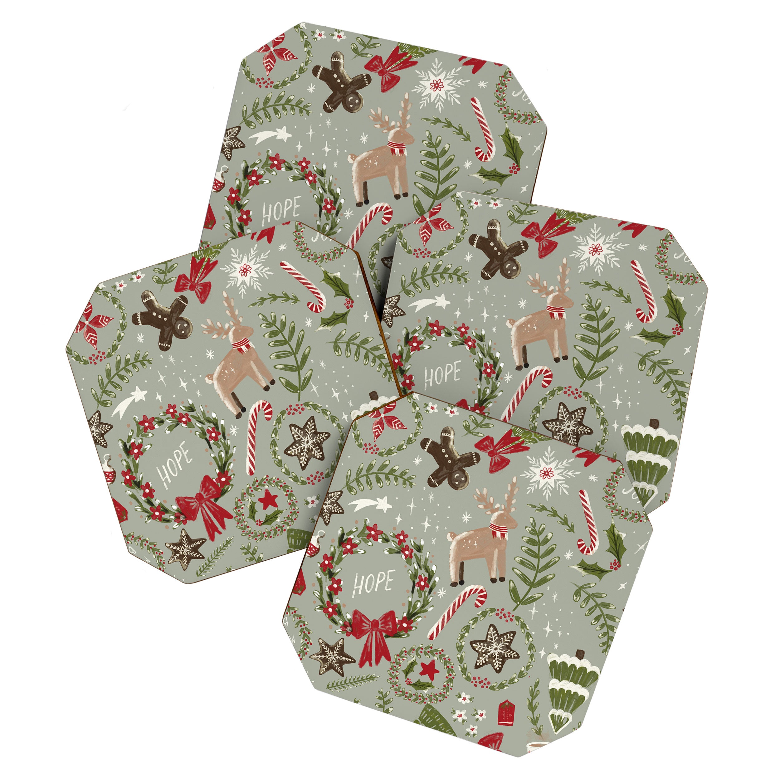 Magical Christmas - Sage Green Coaster Gallery Image 1