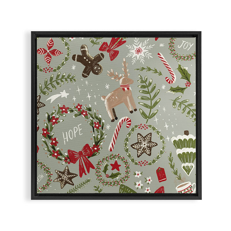 Magical Christmas - Sage Green Framed Canvas Print Gallery Image 3