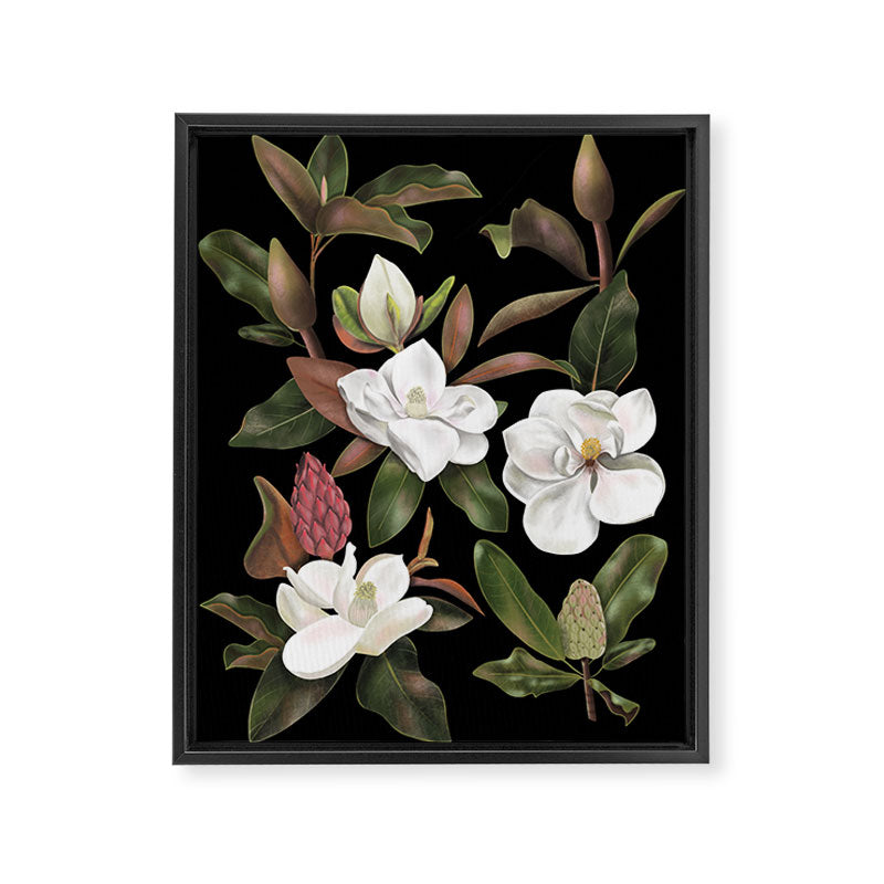 Magnolias Flowers Black Framed Canvas Print Gallery Image 6
