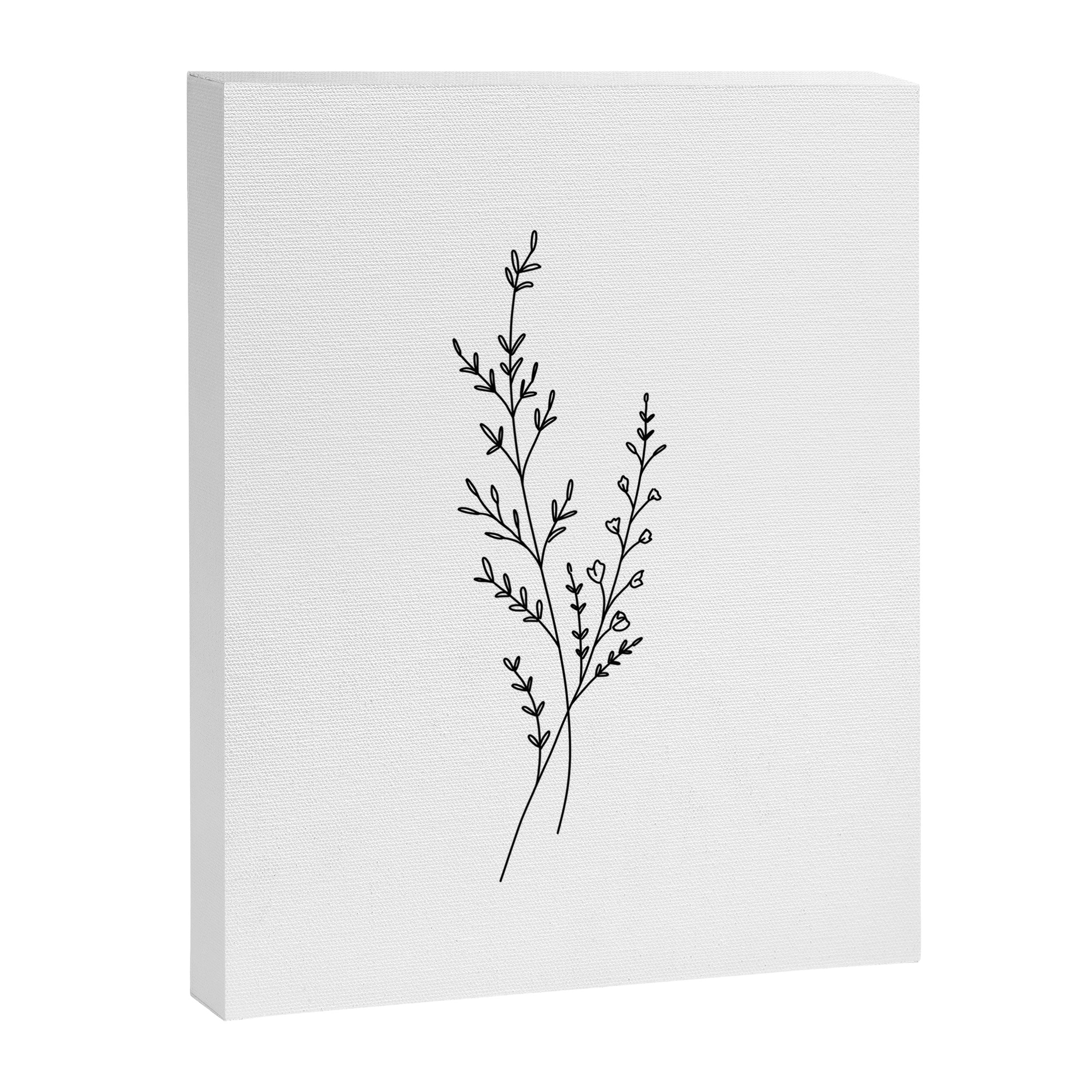 Minimal Wildflower Line Art Branch Canvas Print Gallery Image 8