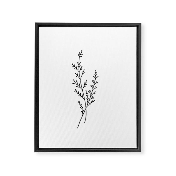 Minimal Wildflower Line Art Branch Framed Canvas Print Gallery Image 1