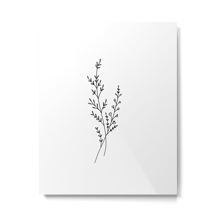 Minimal Wildflower Line Art Branch Metal Print Gallery Image 1