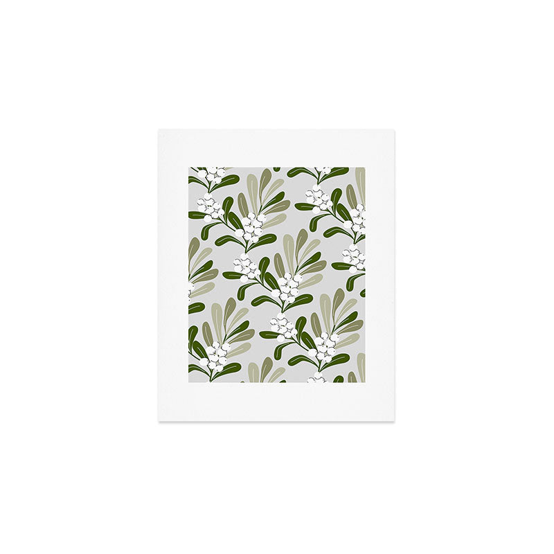 Mistletoe Pattern - Green Art Print Gallery Image 1