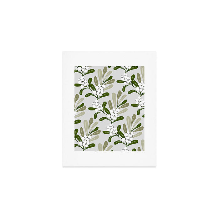 Mistletoe Pattern - Green Art Print Gallery Image 1