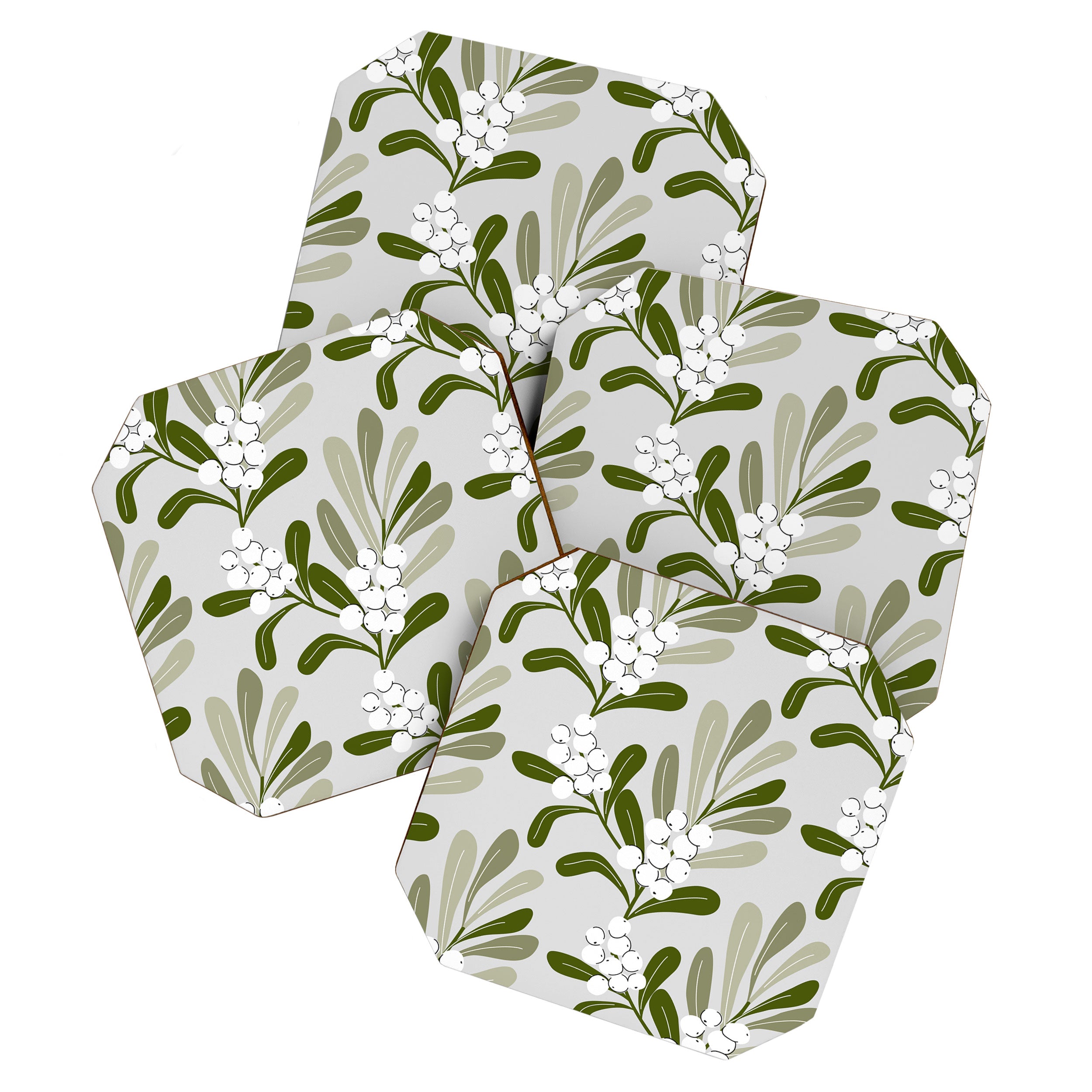 Mistletoe Pattern - Green Coaster Gallery Image 1
