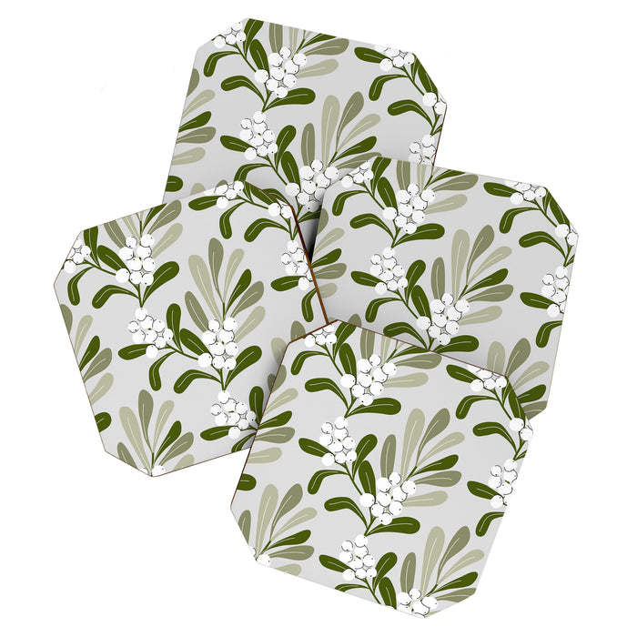 Mistletoe Pattern - Green Coaster Gallery Image 1