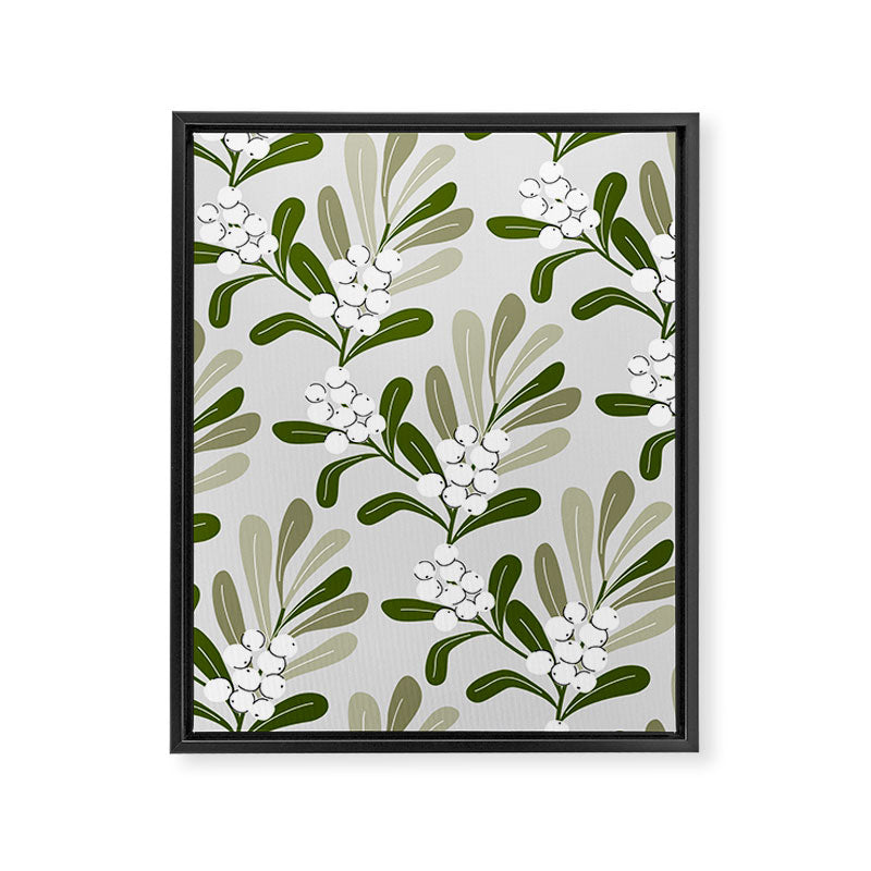 Mistletoe Pattern - Green Framed Canvas Print Gallery Image 6