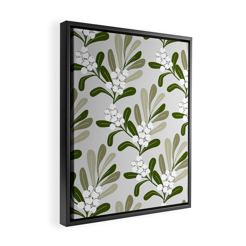 Mistletoe Pattern - Green Framed Canvas Print Gallery Image 2