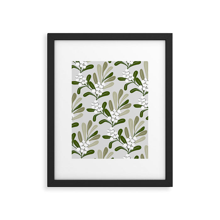 Mistletoe Pattern - Green Framed Art Print Gallery Image 1