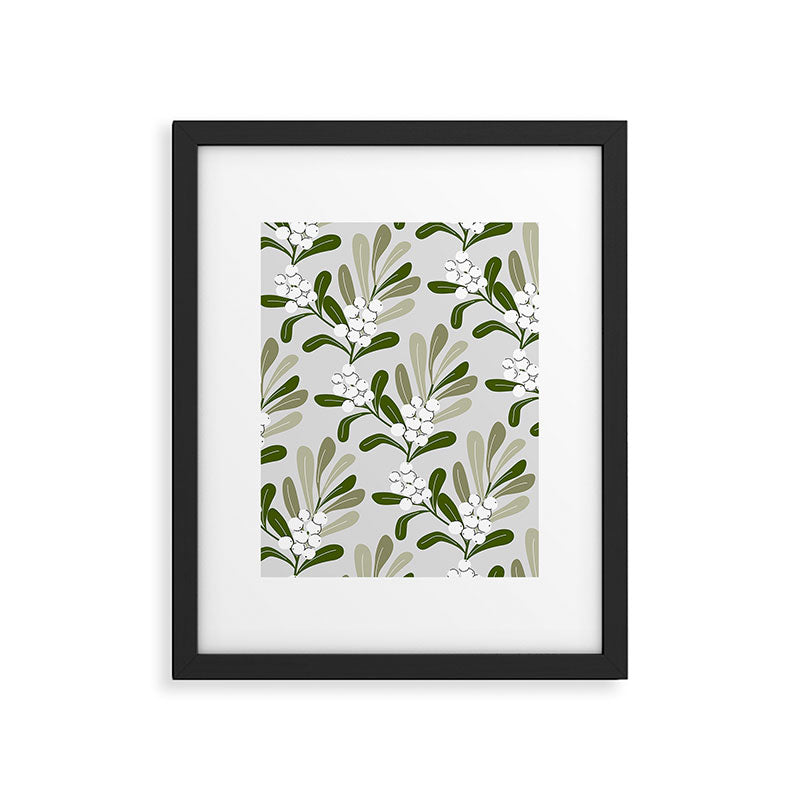 Mistletoe Pattern - Green Framed Art Print Gallery Image 5