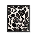 Monstera leaves Black and beige Framed Canvas Print Gallery Image 8