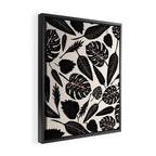 Monstera leaves Black and beige Framed Canvas Print Gallery Image 2