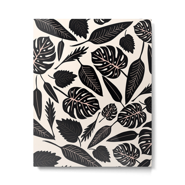 Monstera leaves Black and beige Metal Print Gallery Image 1