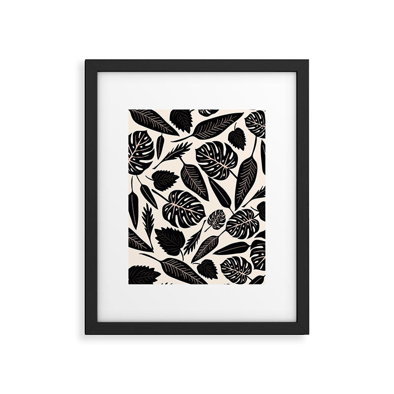 Monstera leaves Black and beige Framed Art Print Gallery Image 6
