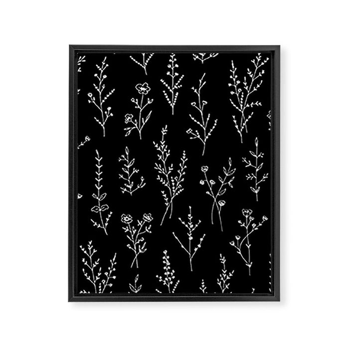 New Black Wildflowers Framed Canvas Print Gallery Image 1