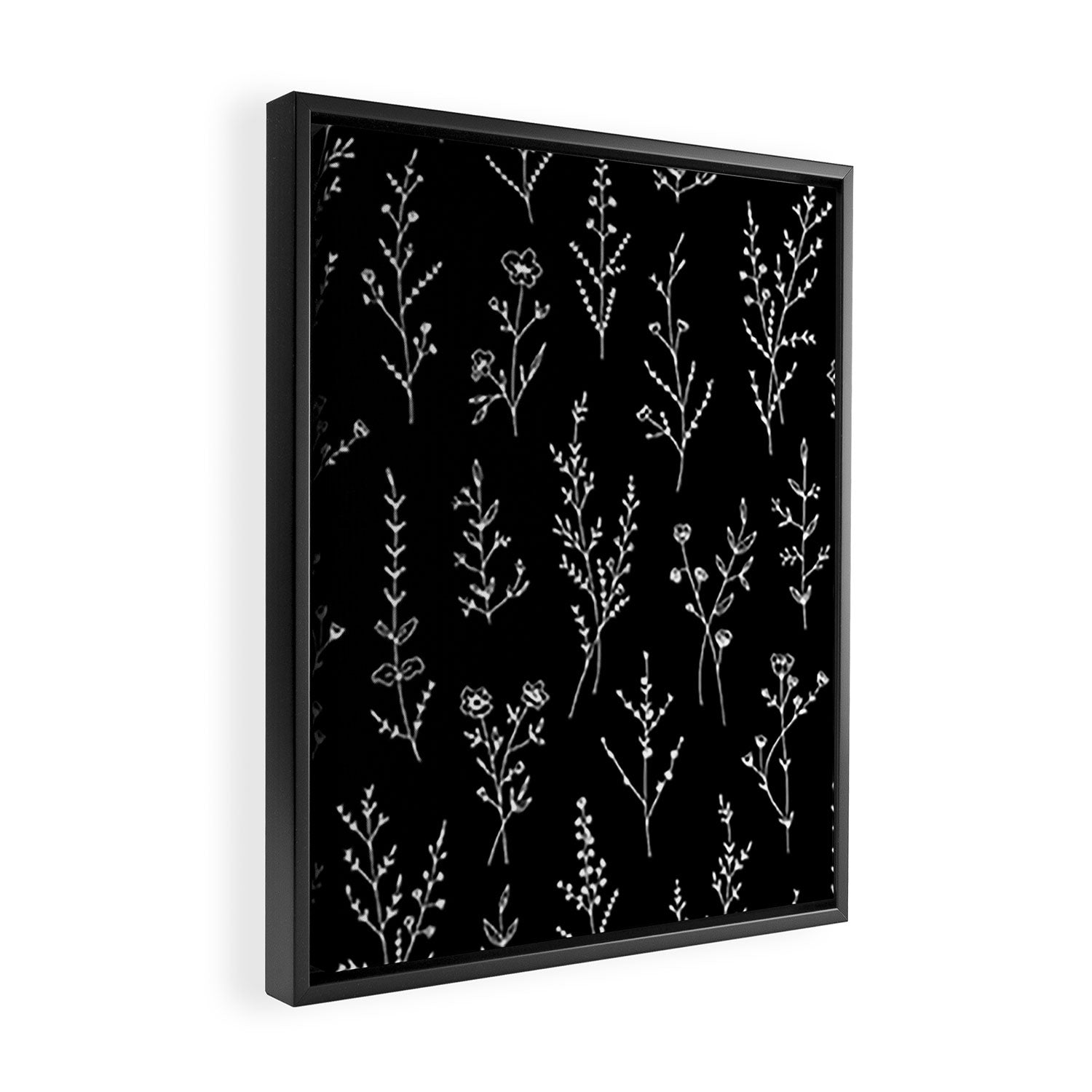 New Black Wildflowers Framed Canvas Print Gallery Image 2
