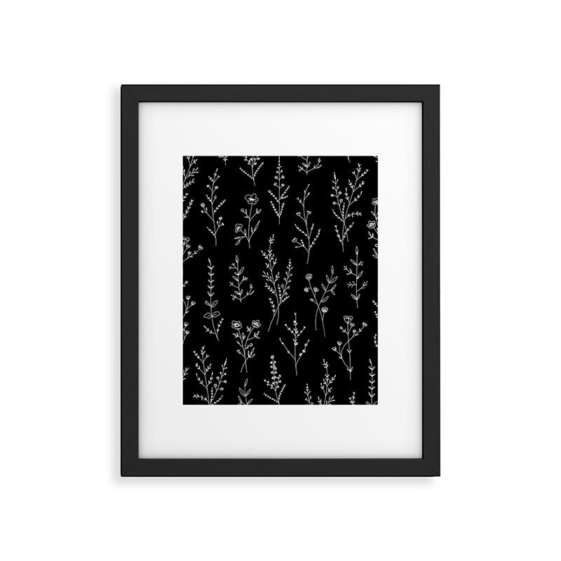 New Black Wildflowers Framed Art Print Gallery Image 6