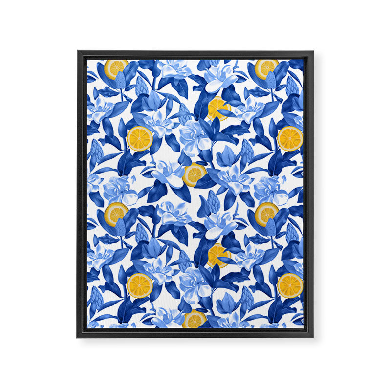 Porcelain Magnolias Flowers and Lemons Framed Canvas Print Gallery Image 8