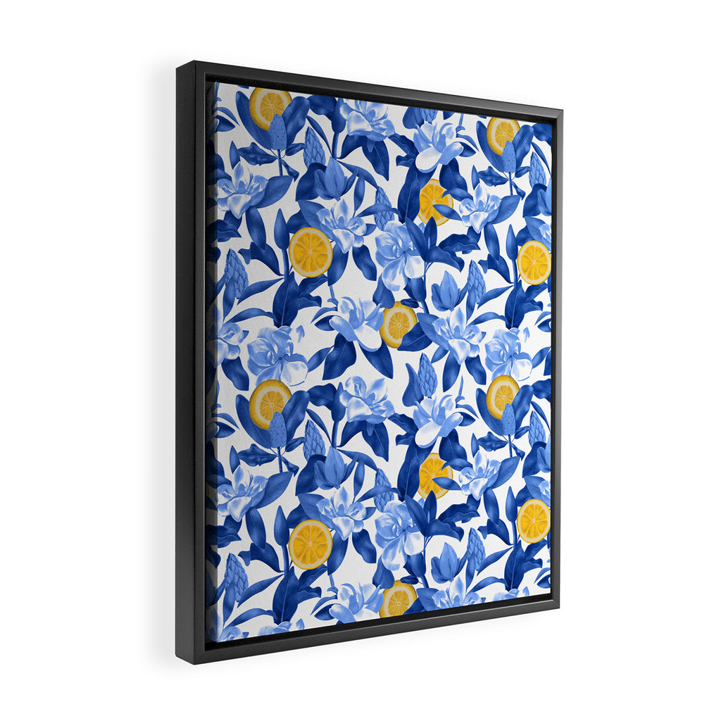 Porcelain Magnolias Flowers and Lemons Framed Canvas Print Gallery Image 2