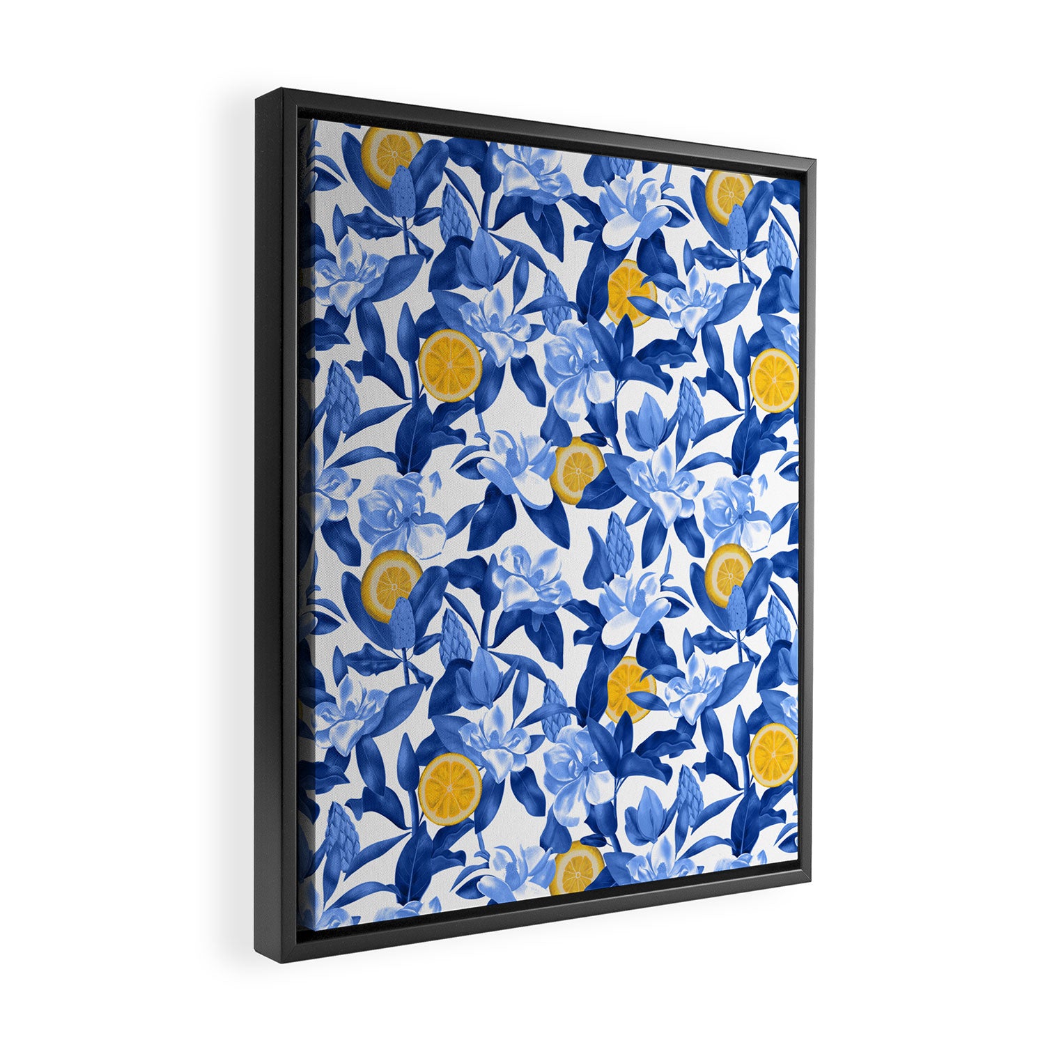 Porcelain Magnolias Flowers and Lemons Framed Canvas Print Gallery Image 2