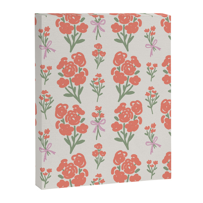 Preppy Grandmillennial Cute Red Flowers Canvas Print Gallery Image 1