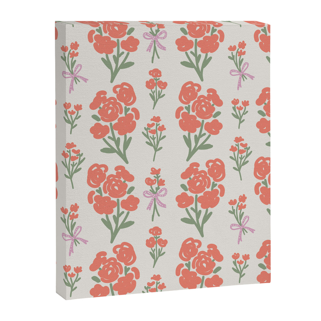 Preppy Grandmillennial Cute Red Flowers Canvas Print Gallery Image 8