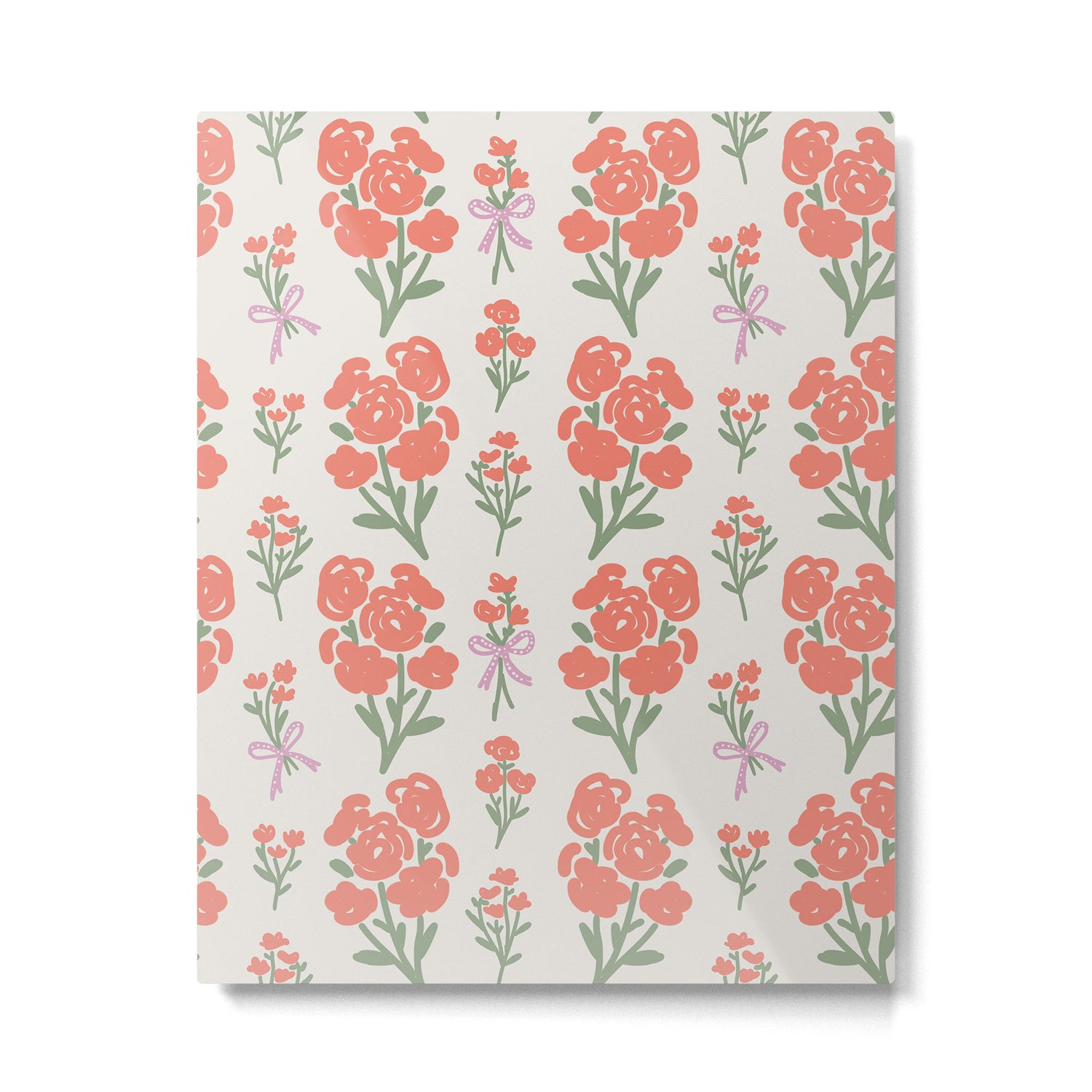 Preppy Grandmillennial Cute Red Flowers Metal Print Gallery Image 6
