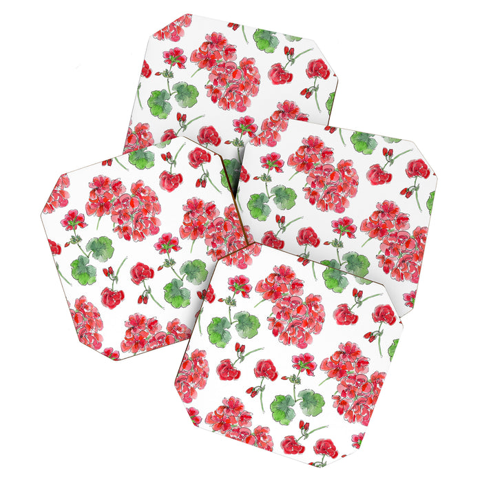 Red Geranium Pattern Coaster Gallery Image 1