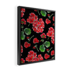 Red Geranium with black background Framed Canvas Print Gallery Image 2
