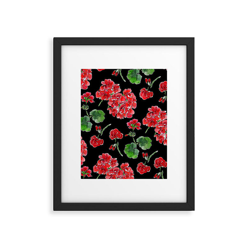 Red Geranium with black background Framed Art Print Gallery Image 6