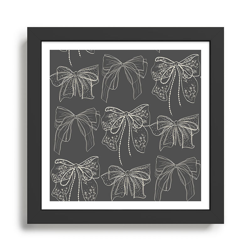 Romantic Bows Gray Pattern Framed Art Print Gallery Image 1