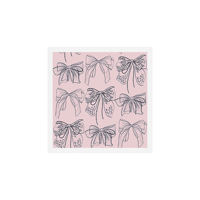 Romantic Lace Bows Pink Pattern Art Print Gallery Image 1