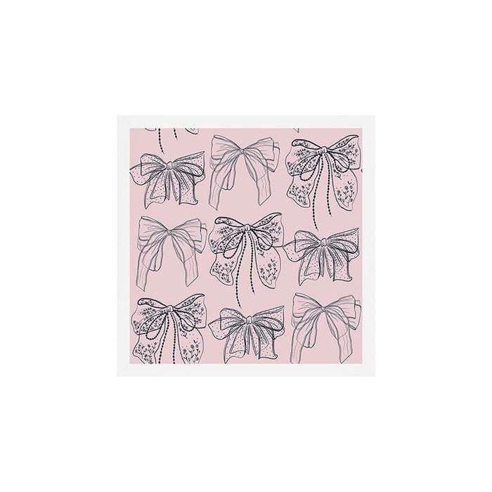 Romantic Lace Bows Pink Pattern Art Print Gallery Image 1