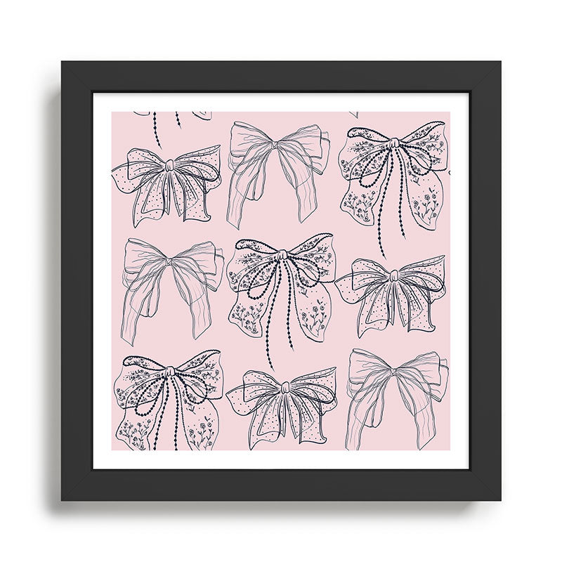 Romantic Lace Bows Pink Pattern Framed Art Print Gallery Image 1