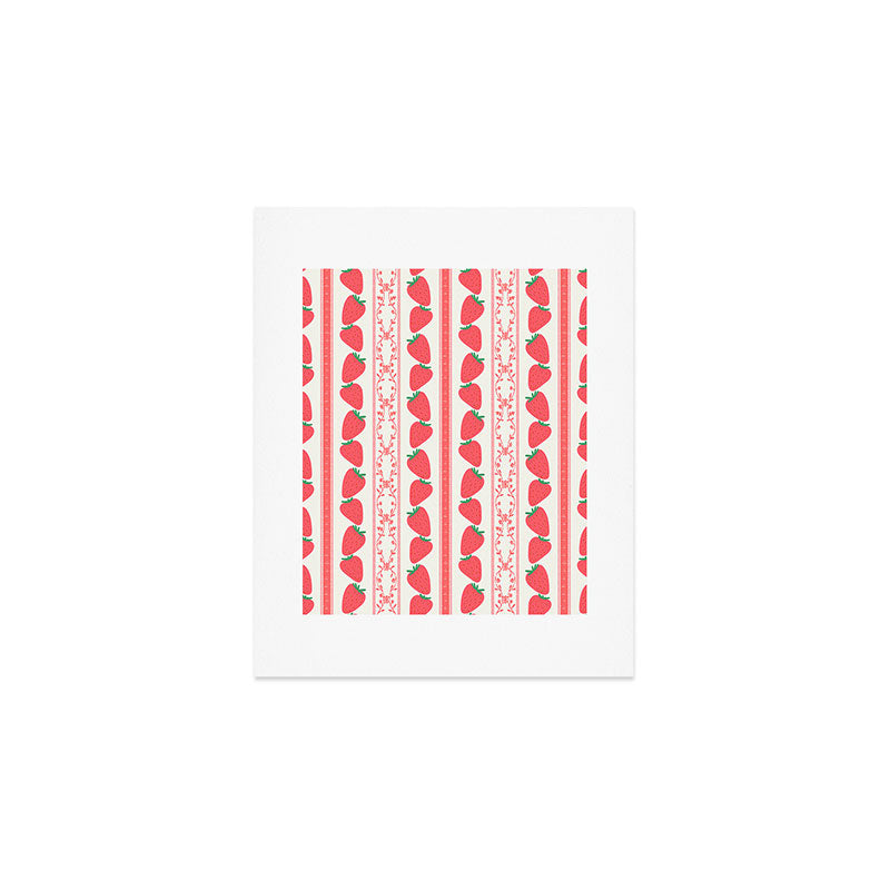 Strawberries Red Stripes  Art Print Gallery Image 1