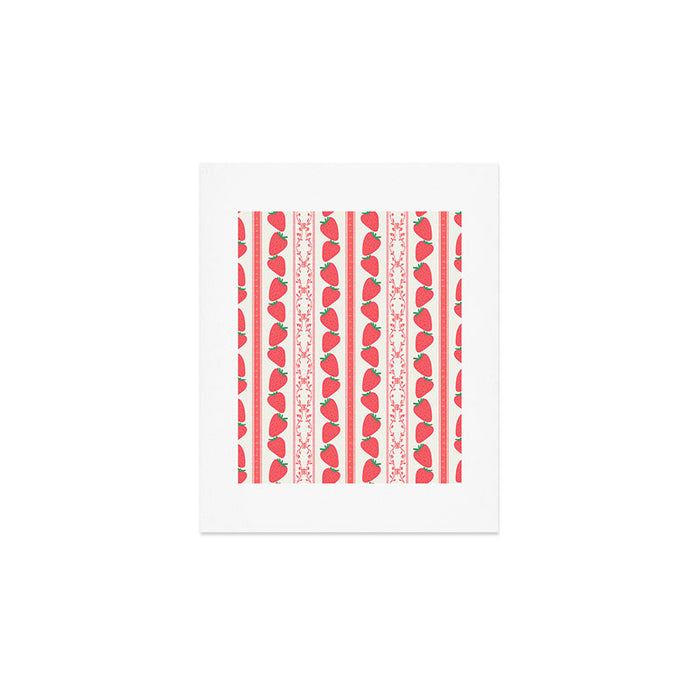 Strawberries Red Stripes  Art Print Gallery Image 1